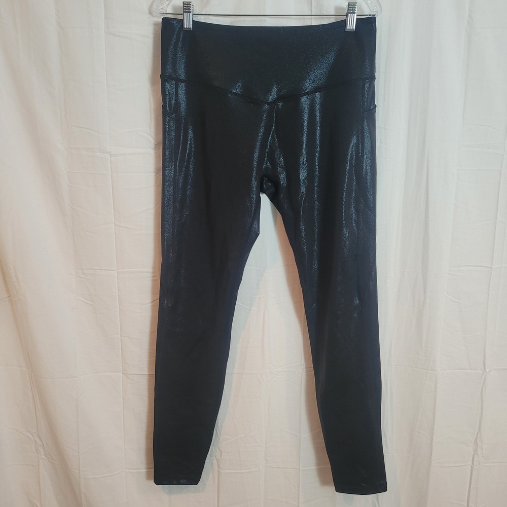 Curves N Combatboots Black Shimmer High Waisted Leggings XXL Pockets Metallic